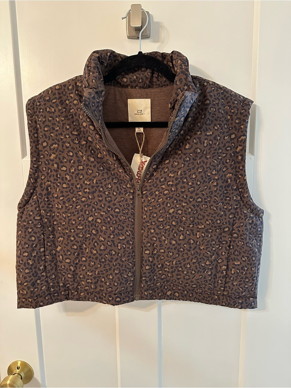 Thread & Supply Brown Leopard Quilted Vest